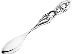 Łyżeczka srebrna z kryształem - aniołek