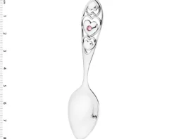 Łyżeczka srebrna ze szkłem - serca, dziewczynka