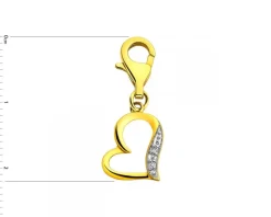 Zawieszka charms z żółtego złota z diamentami - serce - 0,006 ct - próba 375