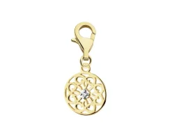 Zawieszka charms z żółtego złota z diamentem - rozeta - 0,005 ct - próba 375
