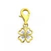 Zawieszka charms z żółtego złota z diamentami - koniczyna - 0,02 ct - próba 585