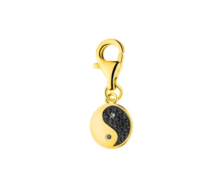 Zawieszka charms z żółtego złota z diamentami - yin yang - 0,008 ct - próba 375
