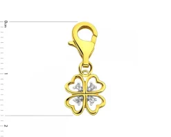 Zawieszka charms z żółtego złota z diamentami - koniczyna - 0,02 ct - próba 375
