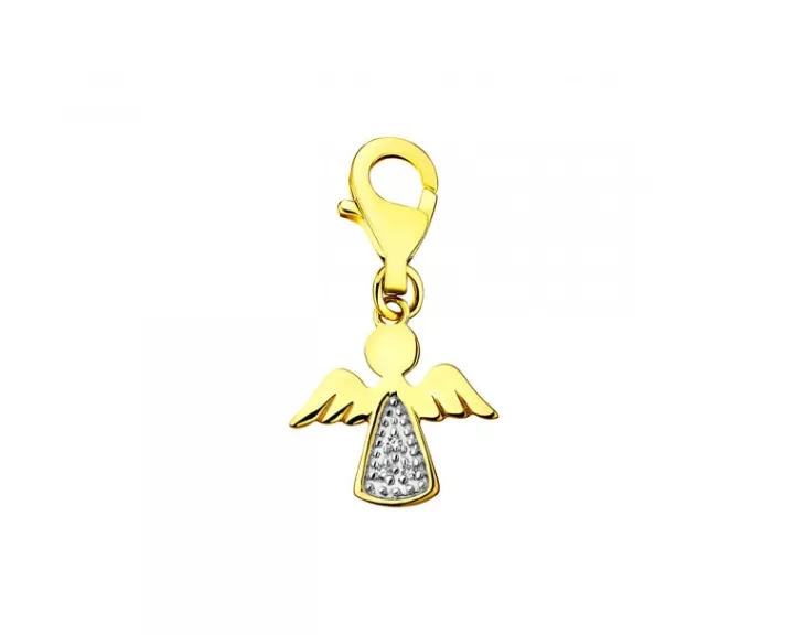 Zawieszka charms z żółtego złota z diamentami - aniołek - 0,01 ct - próba 375