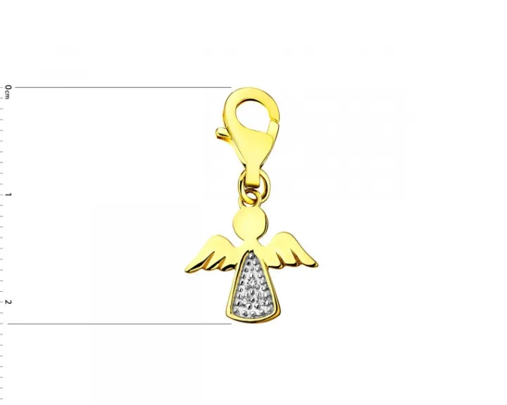 Zawieszka charms z żółtego złota z diamentami - aniołek - 0,01 ct - próba 375