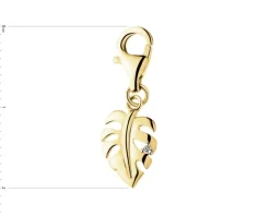 Zawieszka charms z żółtego złota z diamentem - monstera - 0,005 ct - próba 375