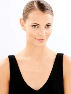 Zawieszka i kolczyki z żółtego złota z diamentami - komplet - 0,01 ct - próba 375