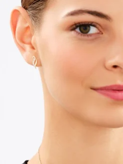 Zawieszka i kolczyki z żółtego złota z diamentami - komplet - 0,01 ct - próba 375