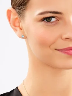 Zawieszka i kolczyki  z żółtego złota z diamentami i topazami - komplet - próba 375