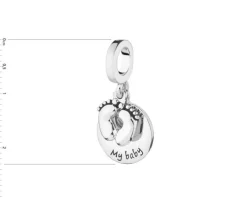 Zawieszka srebrna beads - stópki, dziecko, baby