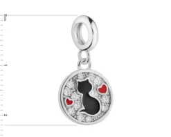 Zawieszka srebrna beads - kot, serce