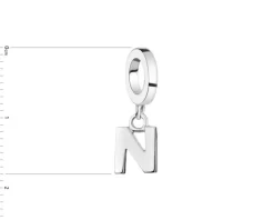 Zawieszka srebrna beads - litera N