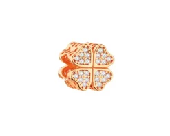 Zawieszka srebrna beads z cyrkoniami - koniczyna