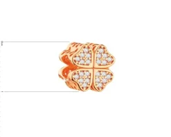 Zawieszka srebrna beads z cyrkoniami - koniczyna