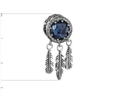 Zawieszka srebrna beads z cyrkoniami i szklanym detalem - łapacz snów