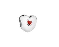 Zawieszka srebrna beads z cyrkonią - serce