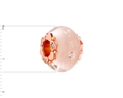 Zawieszka srebrna beads z cyrkoniami i szkłem murano