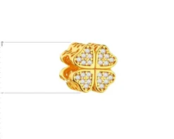 Zawieszka srebrna beads z cyrkoniami - koniczyna