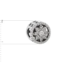 Zawieszka srebrna beads z cyrkoniami - kwiat