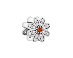 Zawieszka srebrna beads z cyrkoniami - kwiat