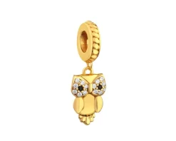 Zawieszka srebrna beads z cyrkoniami - sowa