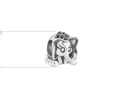 Zawieszka srebrna beads z cyrkoniami - słoń