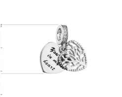 Zawieszka srebrna beads z cyrkoniami - serce