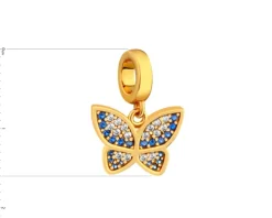 Zawieszka srebrna beads z cyrkoniami - motyl