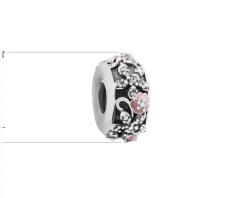 Zawieszka srebrna beads z cyrkoniami i emalią - stoper - kwiaty