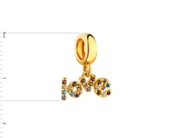 Zawieszka srebrna beads z cyrkoniami - love