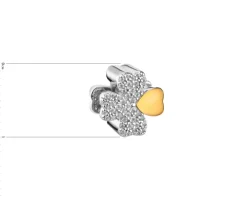 Zawieszka srebrna beads z cyrkoniami - koniczyna