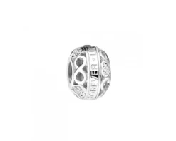 Zawieszka srebrna beads z cyrkoniami - nieskończoność