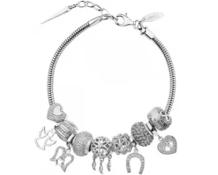 Zawieszka srebrna beads z cyrkoniami - nieskończoność