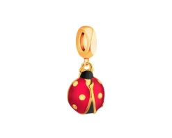 Zawieszka srebrna beads z emalią - biedronka