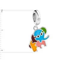 Zawieszka srebrna beads z cyrkonią i emalią - słoń
