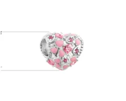 Zawieszka srebrna beads z cyrkoniami i emalią - serce