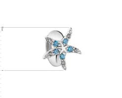 Zawieszka srebrna beads z cyrkoniami - stoper - rozgwiazda