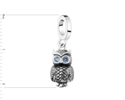 Zawieszka srebrna beads z emalią - sowa