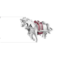 Zawieszka srebrna beads z cyrkoniami i emalią - konie