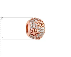 Zawieszka srebrna beads z cyrkoniami - kwiaty