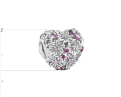 Zawieszka srebrna beads z cyrkoniami - serce