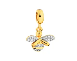 Zawieszka srebrna beads z cyrkoniami - pszczółka