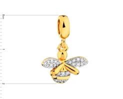 Zawieszka srebrna beads z cyrkoniami - pszczółka