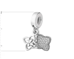 Zawieszka srebrna beads z cyrkoniami - kwiaty