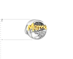 Zawieszka srebrna beads z cyrkoniami - mama, serce