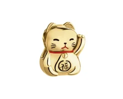 Zawieszka srebrna beads z emalią - kot Maneki Neko