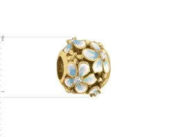 Zawieszka srebrna beads z cyrkoniami i emalią - kwiaty