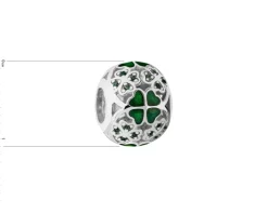 Zawieszka srebrna beads z cyrkoniami i emalią - koniczyna