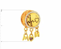 Zawieszka srebrna beads z cyrkoniami i emalią - mama, serce