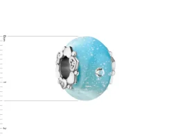 Zawieszka srebrna beads z cyrkoniami i szkłem murano